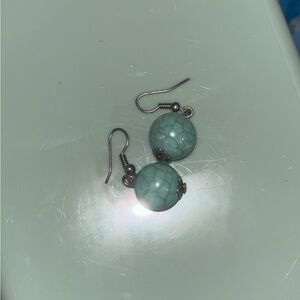 Blue Beaded Earrings with Antique Finish